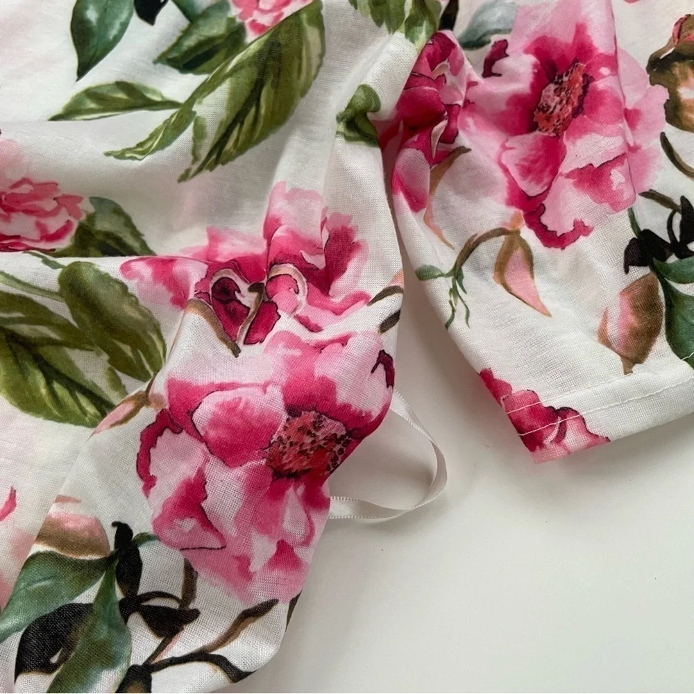 Show Me Your Mumu White Pink Rose Garden of Blooms Open Front Kimono ONE SIZE
